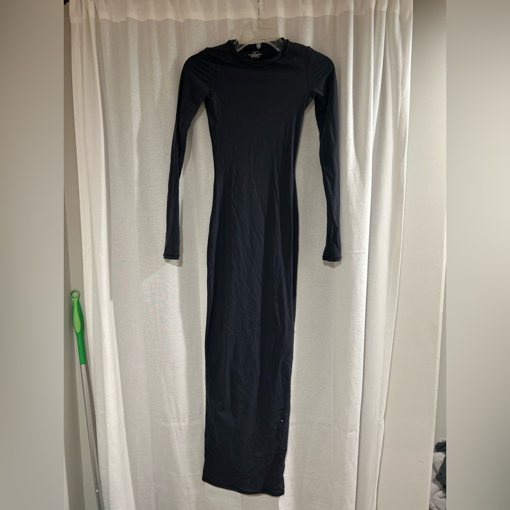 SKIMS Black Long Sleeve Maxi Dress